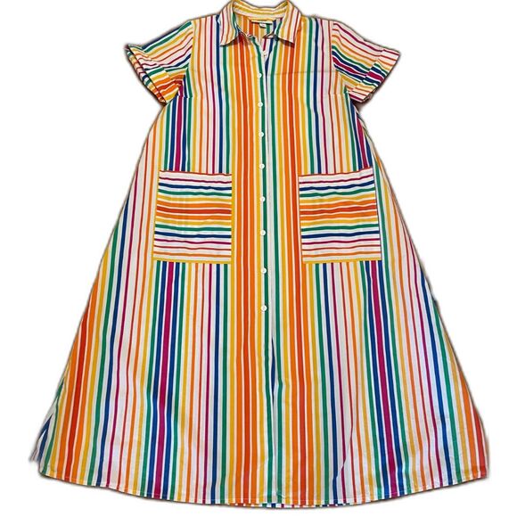 Christopher John Rogers x Target Vibrant Multicolor Stripe Shirt Dress Size 8 - Picture 1 of 4